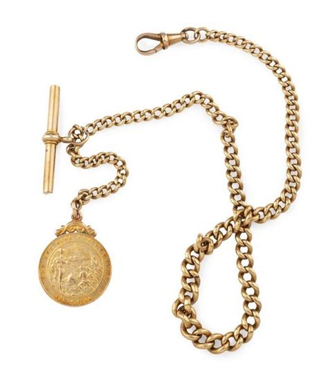 9ct Gold Fob Chain With World War I Departure Fob Necklacechain