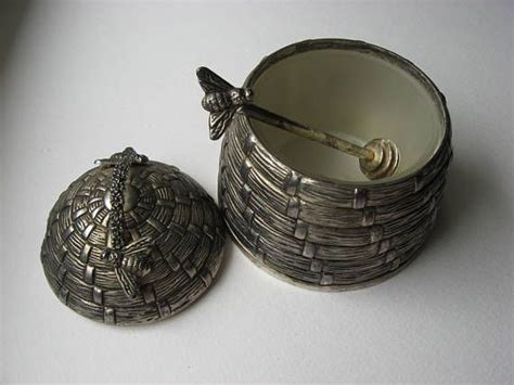 Godinger Art Silver Honey Pot W Drizzler Bee Hive Design Etsy