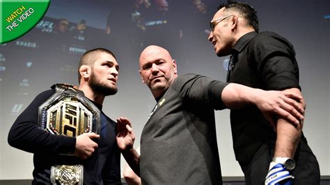 Khabib Nurmagomedov Kicks Tony Ferguson S Belt Off Stage Ahead Of UFC