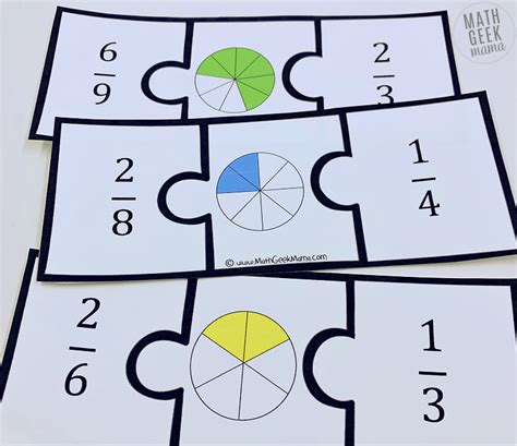 Modeling Fractions Equivalent Fractions FREE Puzzles