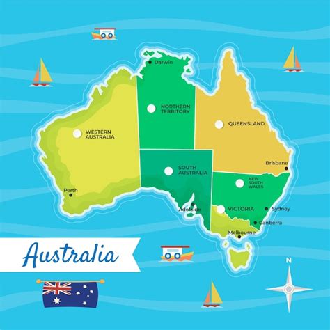 Ilustración Del Mapa De Australia Dibujada A Mano Vector Premium