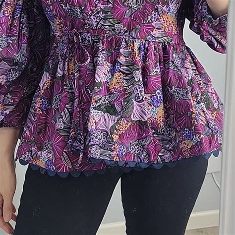 Kika Vargas Tops Kika Vargas X Target Purple Floral Wrap Top Puff