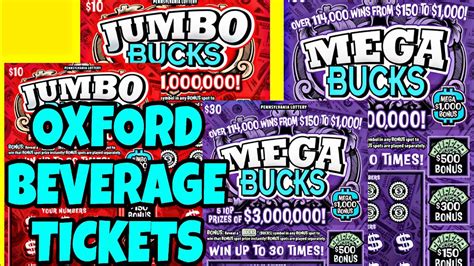 PA LOTTERY JUMBO BUCKS MEGA BUCKS SCRATCH OFF TICKETS Scratchers