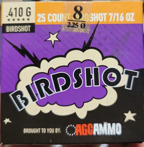 .410 #8 Shot – 7/16oz – 2 1/2″ BIRDSHOT / 25CT AGC AMMO – PnR Ammo LLC