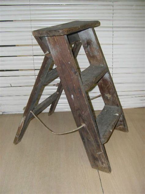 Vintage Two Step Plus Platform Wooden Step Ladders