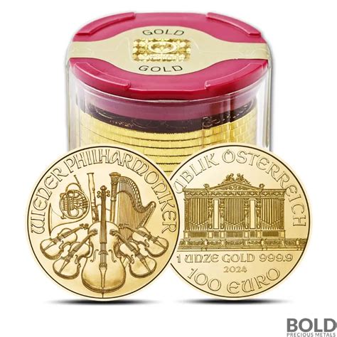 Oz Austrian Gold Philharmonic Roll Of Bu Coins In Mint Tube