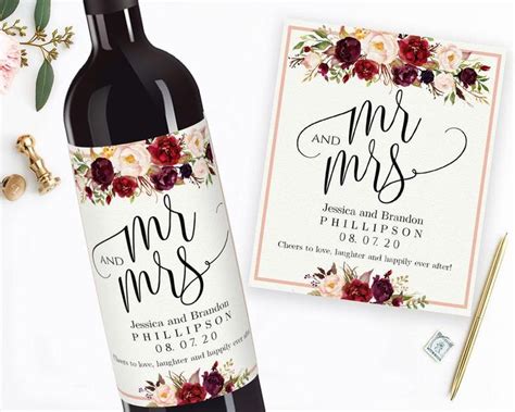 Printable Wedding Wine Labels Editable Wine Personalized Wine Label