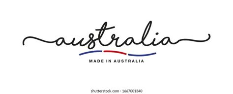 Made Australia Handwritten Calligraphic Lettering Logo Stock Vector