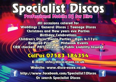 Specialist Discos Essex Canvey Island Mobile Disco Freeindex