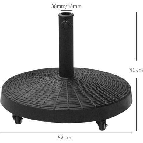 Pied de parasol base de lestage rond poids net 22 7kg en résine avec 4