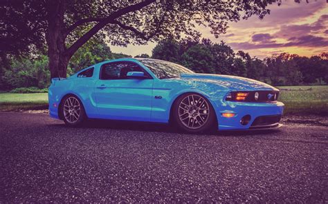 Online Crop Blue Ford Mustang GT Coupe Ford Mustang Muscle Cars