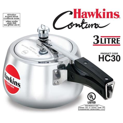 Hawkins Contura Aluminium Pressure Cooker 3 L With Inner Lid HC30