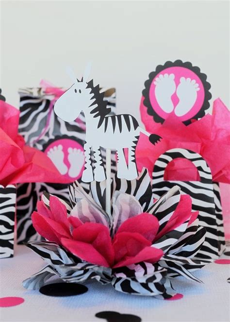 Hot Pink Zebra Baby Shower Centerpieces