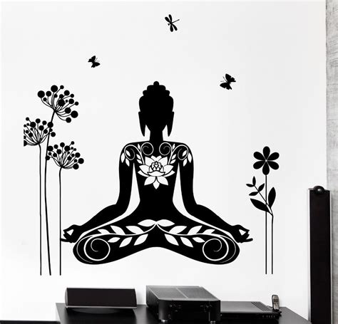 2016 Wall Decal Buddha Yin Yang Oriental Lotus Blossom Meditation Om