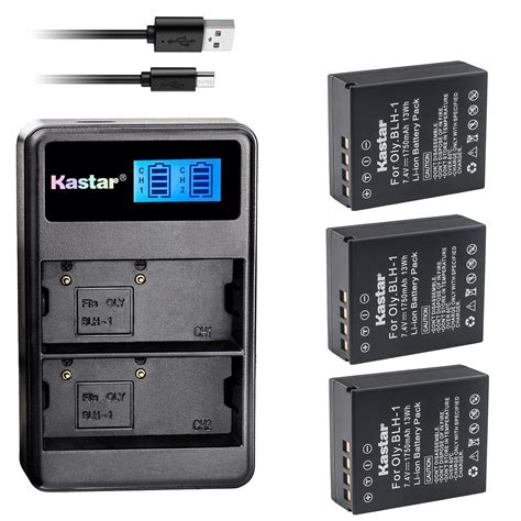 Buy Kastar USB LCD Dual Charger And 3 Pack Battery For Olympus BLH 1