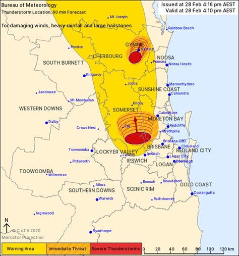 Brisbane Weather Severe Thunderstorm Warning For Gympie Somerset Brisbane City And Moreton