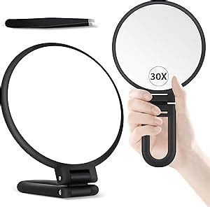 MIYADIVA Miroir grossissant x30 Miroir à Main avec poignée Miroir