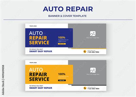 Auto Repair Service Banner Auto Repair Social Media Cover Banner