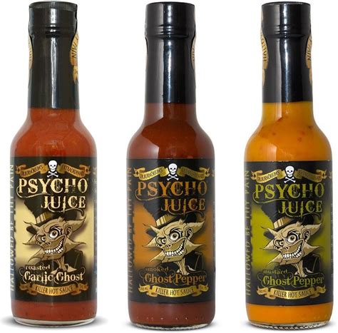 Psycho Juice Gift Set Ghost Pepper Collection Pack Of Hot Sauces Ghost Collection Amazon