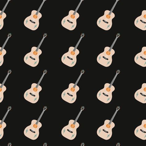 Premium Vector Vector Flat Hand Drawn Seamless Pattern With Guitar