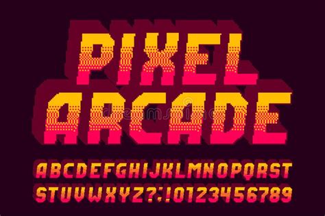 Pixel Arcade Alphabet Font 3d Effect Letters Numbers And Symbols