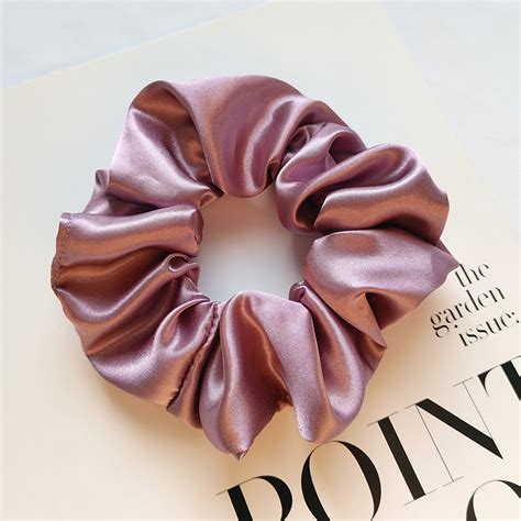 Large Satin Silk Solid Color Scrunchies Elastic Hair Bands New Women