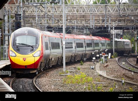 Stockport Train Station A Alstom Class 390 Pendolino Electric High Speed Train Operated By