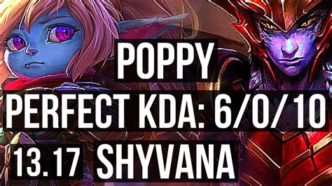 Poppy Vs Shyvana Jng 6 0 10 1 9m Mastery Dominating Euw Diamond