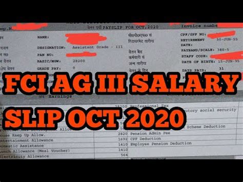 FCI AG3 Salary Slip Oct 2020 YouTube