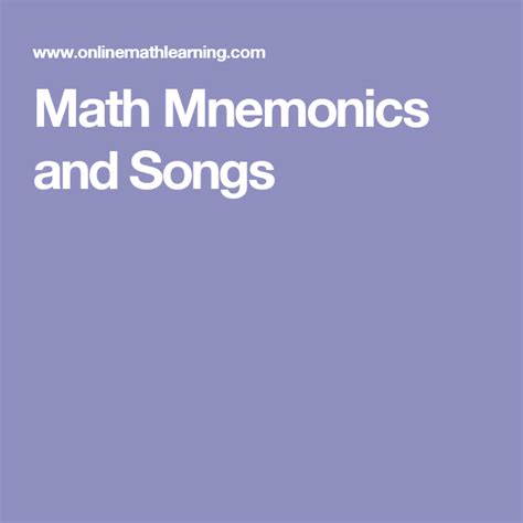 Math Mnemonics And Songs Mnemonics Math Math Formulas