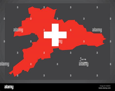 Jura Karte Der Schweiz Mit Schweizer Flagge Abbildung Stock