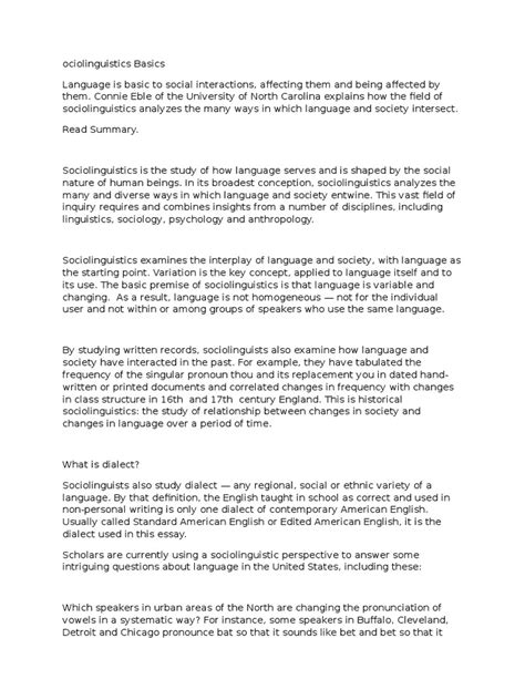 Sociolinguistics Basics | PDF | Sociolinguistics | English Language 