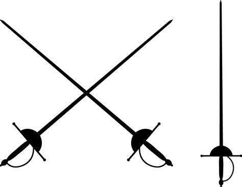 Fencing Sports Icon Set Logo Solid Design Collection Crossed Rapiers