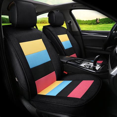 7PCS Universal Automobiles Seat Covers Wearable Breathable Linen Fabric ...