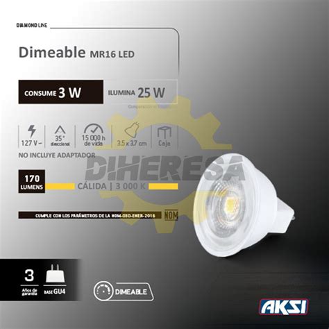 Foco Led Dimeable Mr11 3w Luz Calida 127v Gu4 Caja Color