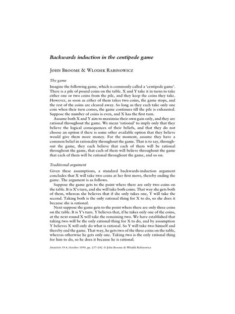 Backwards Induction | Download Free PDF | Rationality | Irrationality