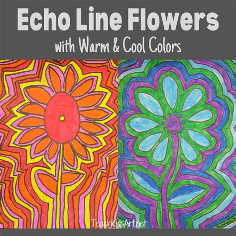 Echo Line Flowers • TeachKidsArt