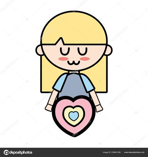 Beauty Girl Heart Hairstyle Design Vector Illustration Stock Vector