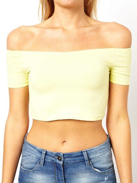 Asos 90s Crop Top With Off The Shoulder Detail In White Lemonade Lyst