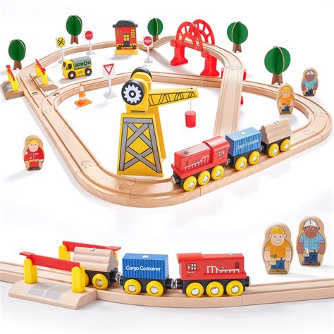 Buy Crane Train Set Pcs Wooden Tracks Exclusive Crane Trains