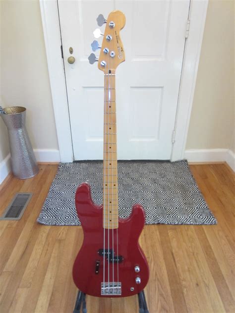 Squier Ii Precision P Bass Mik S9 Red No Pickguard Maple Neck Lil Huddy S Guitar Shop