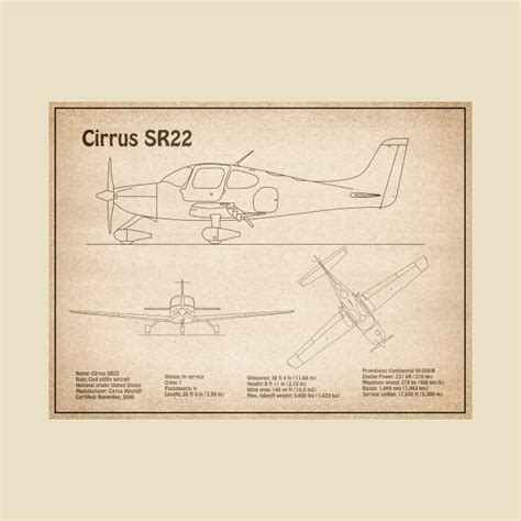 Cirrus Sr22 Airplane Blueprint Drawing Plans Or Schematics For