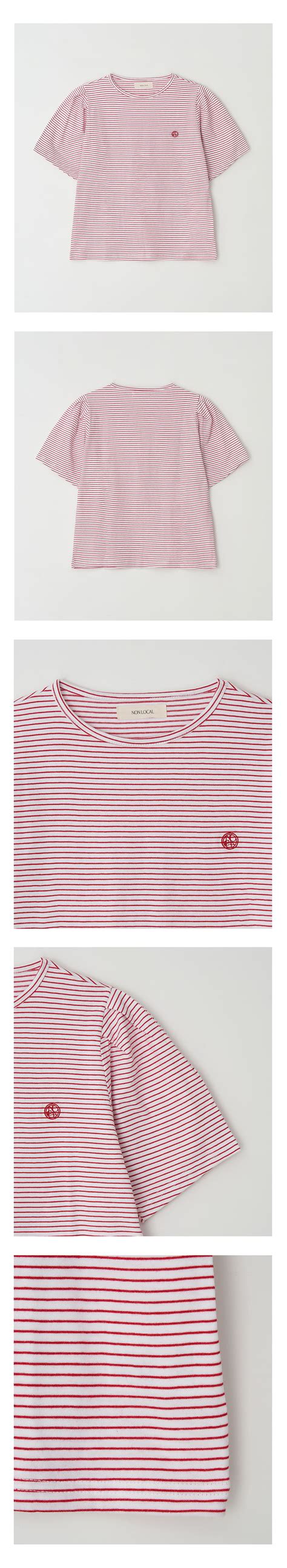 Volume Sleeve Logo Stripe T Shirt Red NONLOCAL