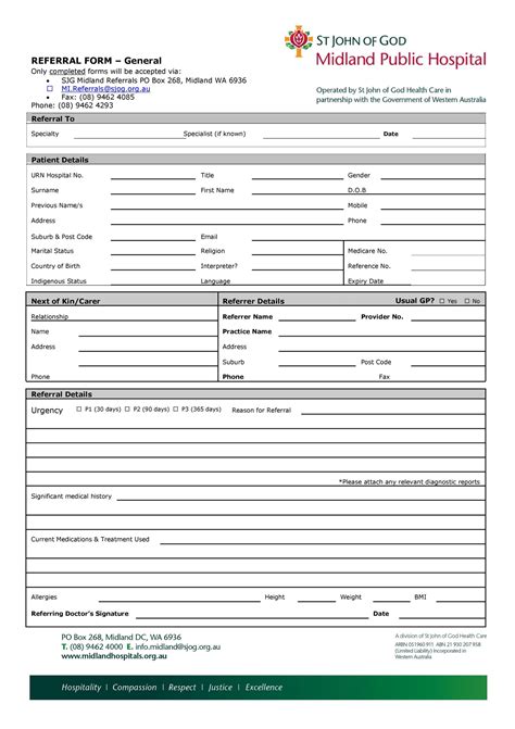 Word Printable Medical Referral Form Template Free Printable Template