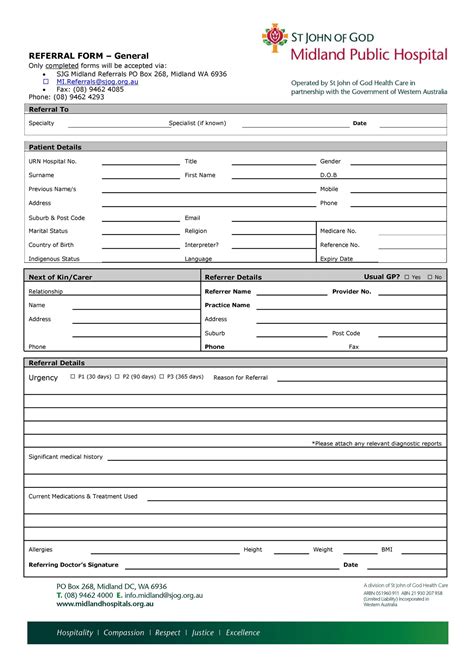 Referral Form Templates Medical General Templatelab