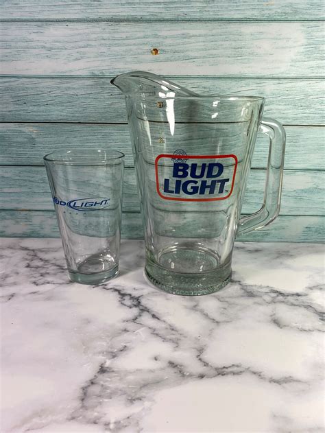 Bud Light 9 Glass Pitcher And Pint Glass Etsy