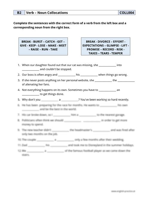 SOLUTION Coll004 Verb Noun Collocations Studypool