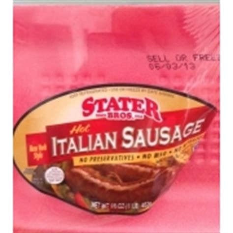 Stater Bros Sausage Hot Italian Calories Nutrition Analysis More Fooducate