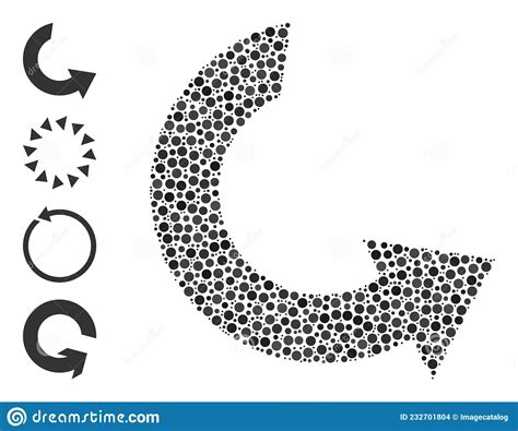 Dotted Rotate Ccw Mosaic Of Rounded Dots With Other Icons Stock Vector