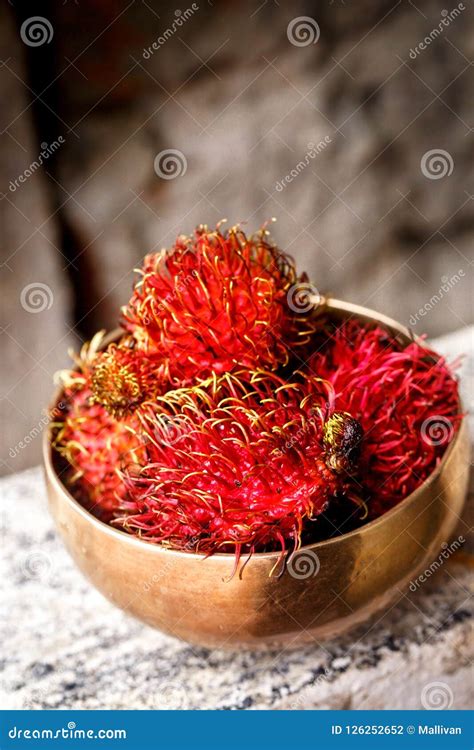 Exotic Hairy Fruit Rambutan Stock Photo Image Of Juicy Natural